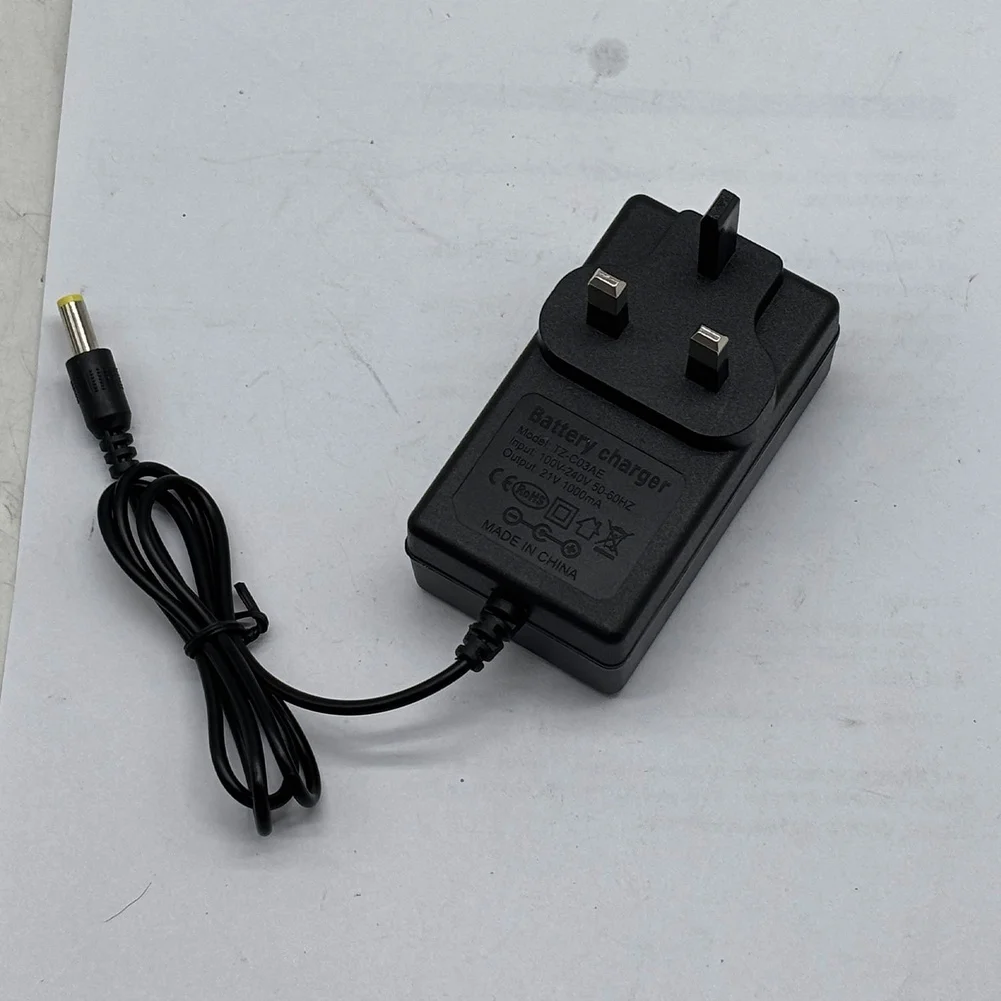 21V For Lithium Battery Charger Power Adapter with UK British Standard Connector Plastic Compact and Easy to Carry