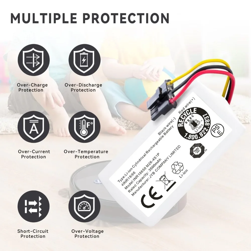 Replacement 14.4V 3500mAh Battery Pack for iRobot Roomba Combo Essential Q011 Q0120 Q012020 Y0110 Y011020 Y0140 Robot Vacuum