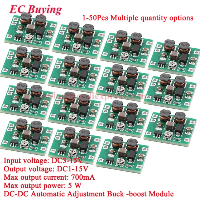 1-50Pcs DC-DC Buck-Boost Converter Module 3V~15V to 1V~15V 5V 6V 9V 12V 700ma/5W Step Down/UP Adjustable Power Voltage Regulator