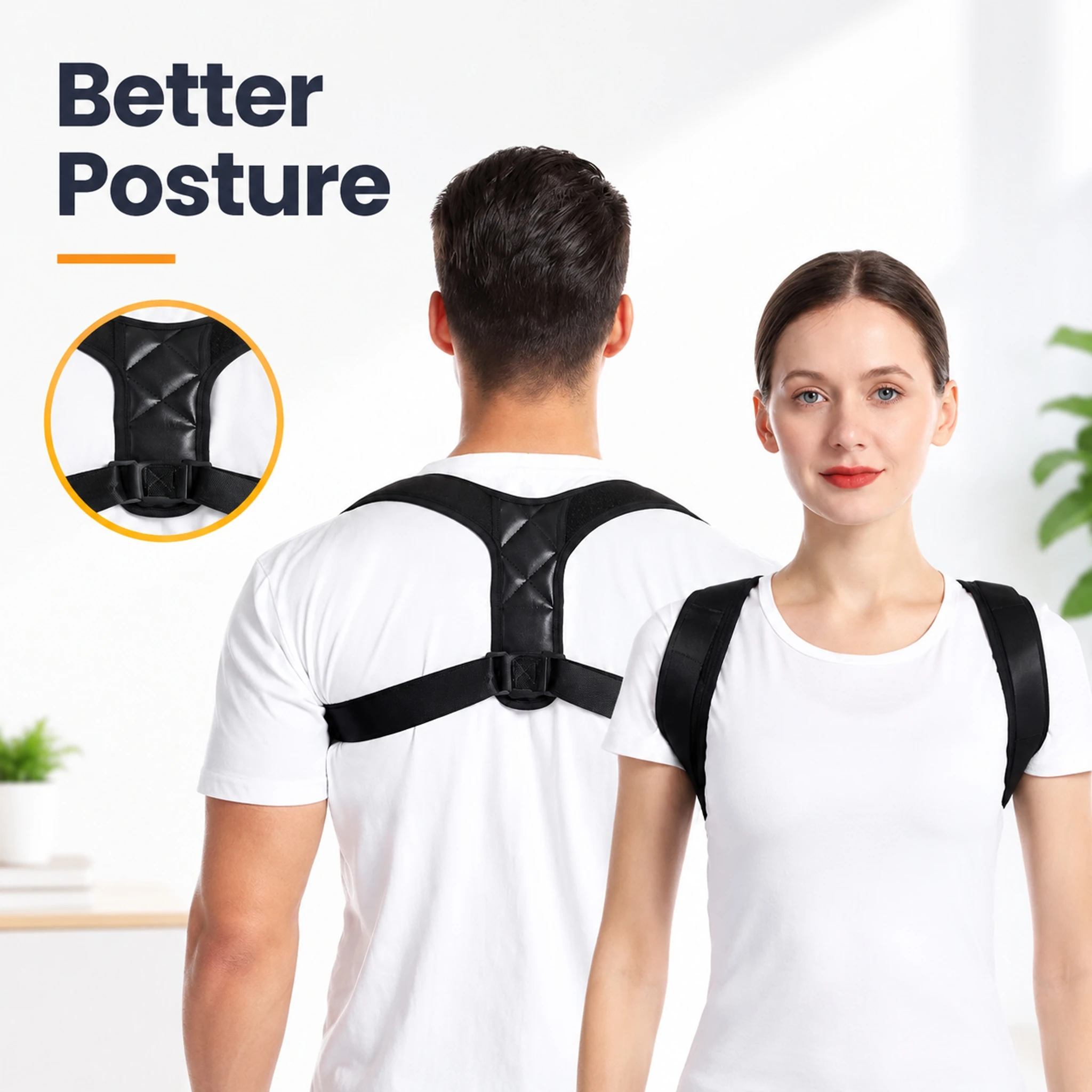 Posture Correction Belt with Simple Support Structure, Adult Shoulder Straightener for Men Women, Posture Training for Sitting