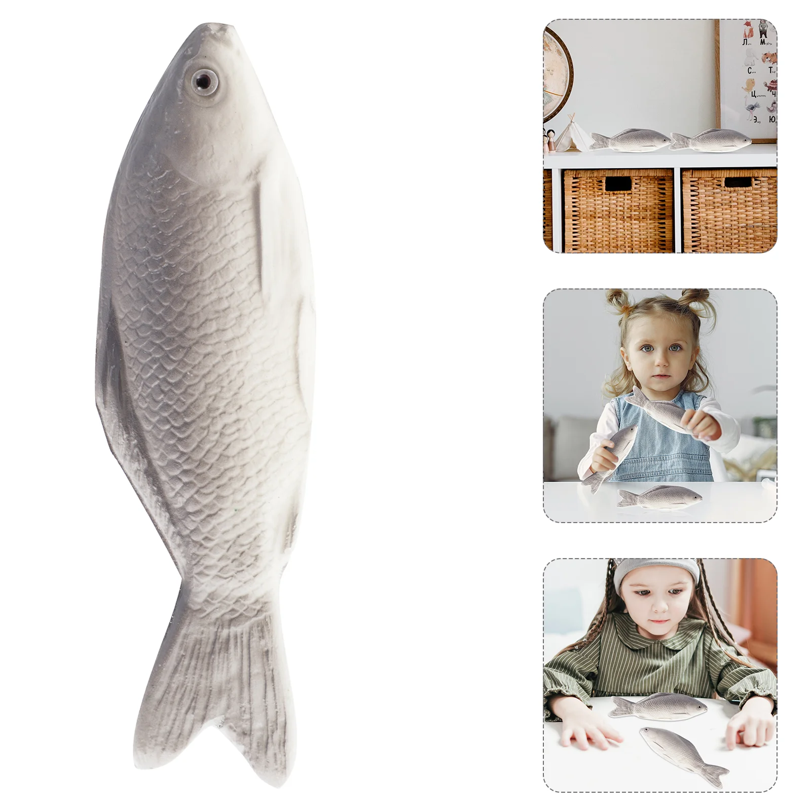 

3 Pcs Alive Fish Artificial Decor Imitation Plaything Household Grouper Grey Pu Child