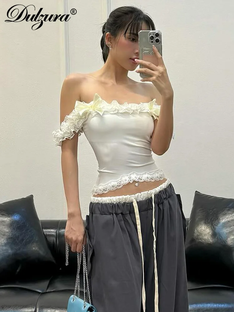 Dulzura Off Shoulder Crop Top Vest Sexy Summer Women'S 2024 Streetwear Vocation Birthday Party Clubwear Wholesale Drop Shipping