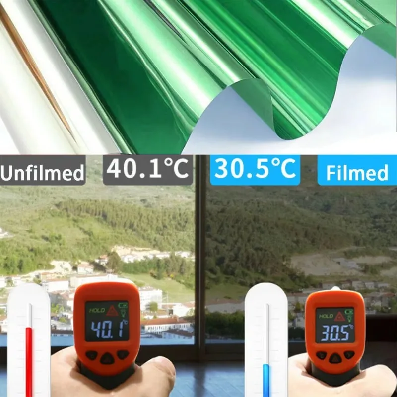 UV Block Self Healing Eco-friendly One-Way Mirror Window Film PET Material Color-Changing Privacy Protection Sun Blocking