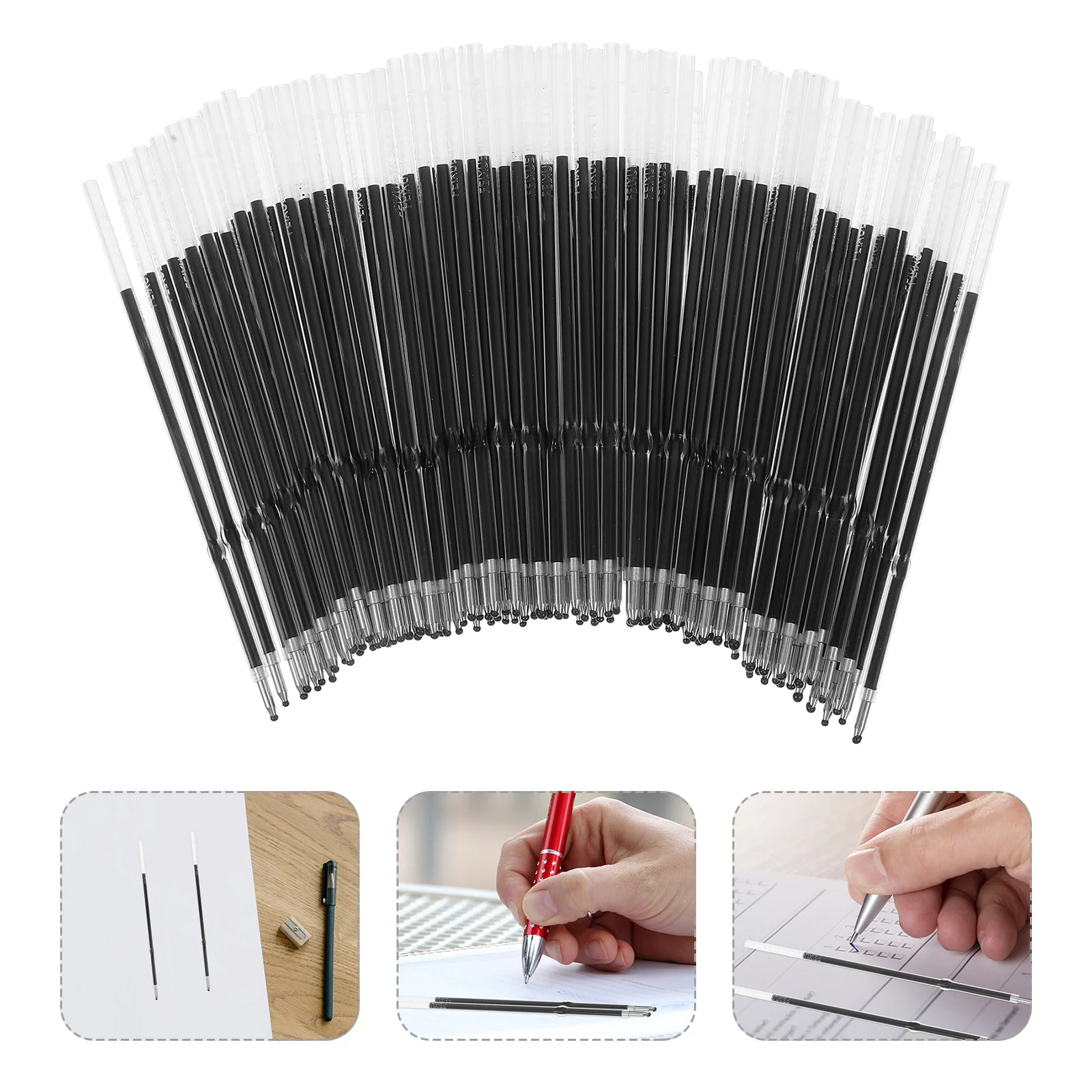 

100 Pcs Ballpoint Pen Refill Gel Ink Refills Replacement Mini Black Plastic with Spring for Twist Pens