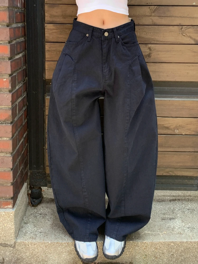 Celana Jeans Denim Putih High Waist Wide Leg Model Knife Wanita, Gaya Keren dan Trendi Amerika, Longgar, Kasual, Panjang hingga Lantai