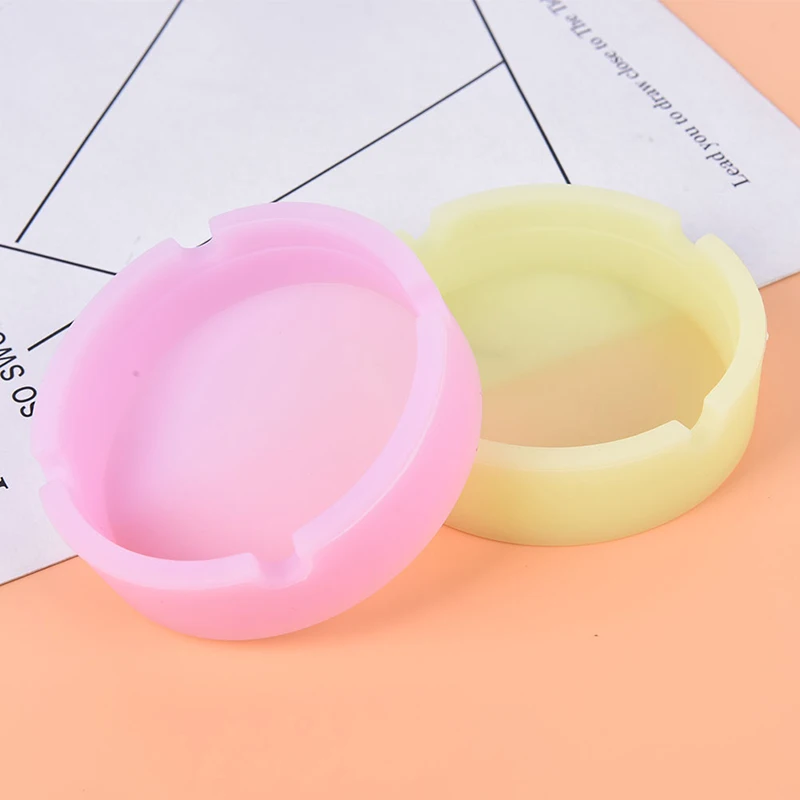 Luminous Silicone Ashtray Premium Rubber High Temperature Heat Resistant Anti-fall Round Design Ashtray Cigarette Accessories