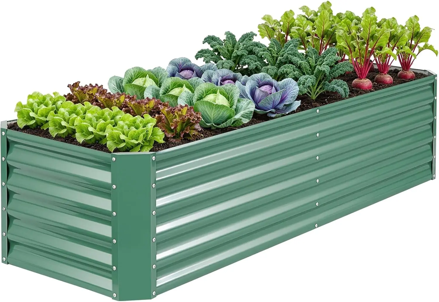 6x2x1.4ft Galvanized Raised Garden Bed Kit, Metal Planter Box for Vegetables, Flowers, Fruits