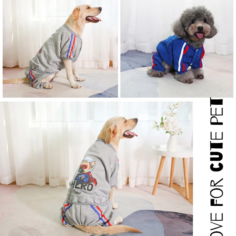 Autumn Winter Dog Clothing Four-legged Dog Hoodie For Golden Retriever Medium-sized Large Dog Pet Warm Clothes