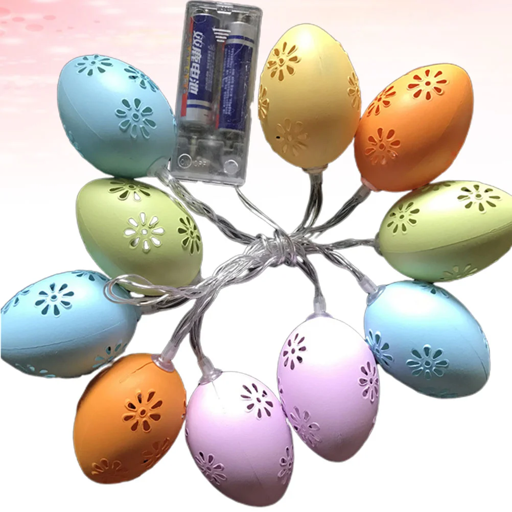 

1 Set of Easter LED String Lights Hollow Eggs Shell Lamps String for Festival Party Withoout (2M 10 Lamps)