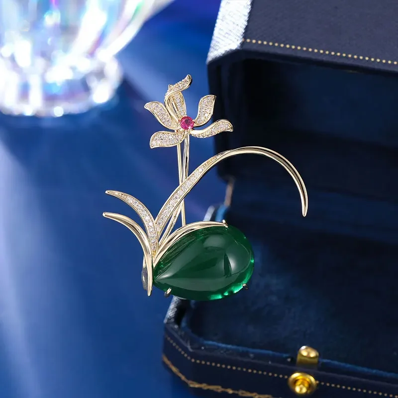

2025High-end ancient-style orchid brooch, elegant brooch, cheongsam accessory pin, and refined bamboo leaf