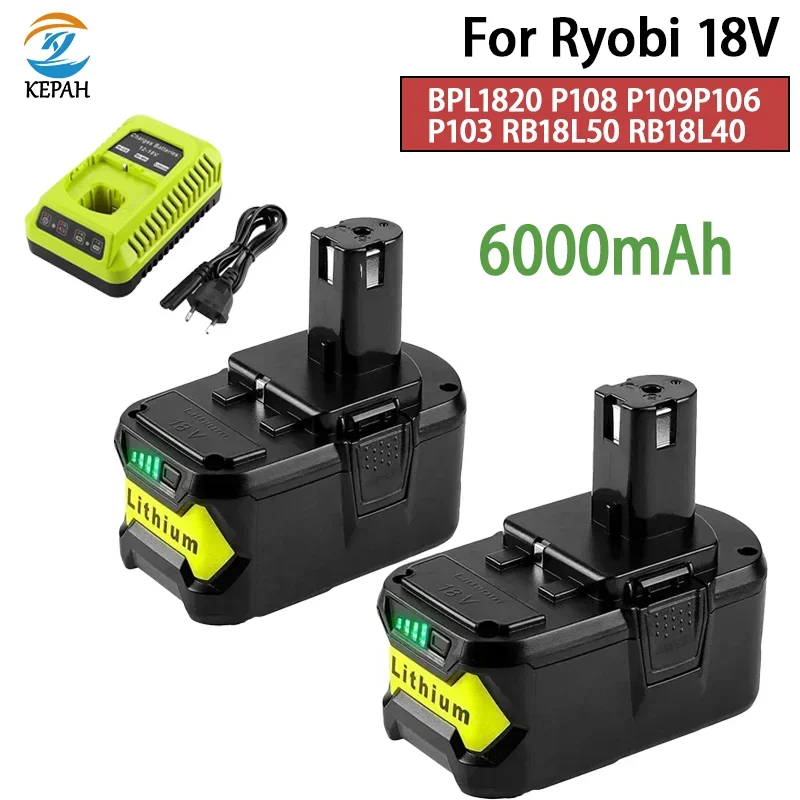 P108 RB18L20 For Ryobi 18V Lithium-ion Battery For Ryobi One P102 P103 Replacement Battery BPL1820 RB18L50 RB18L40 Cordless Tool