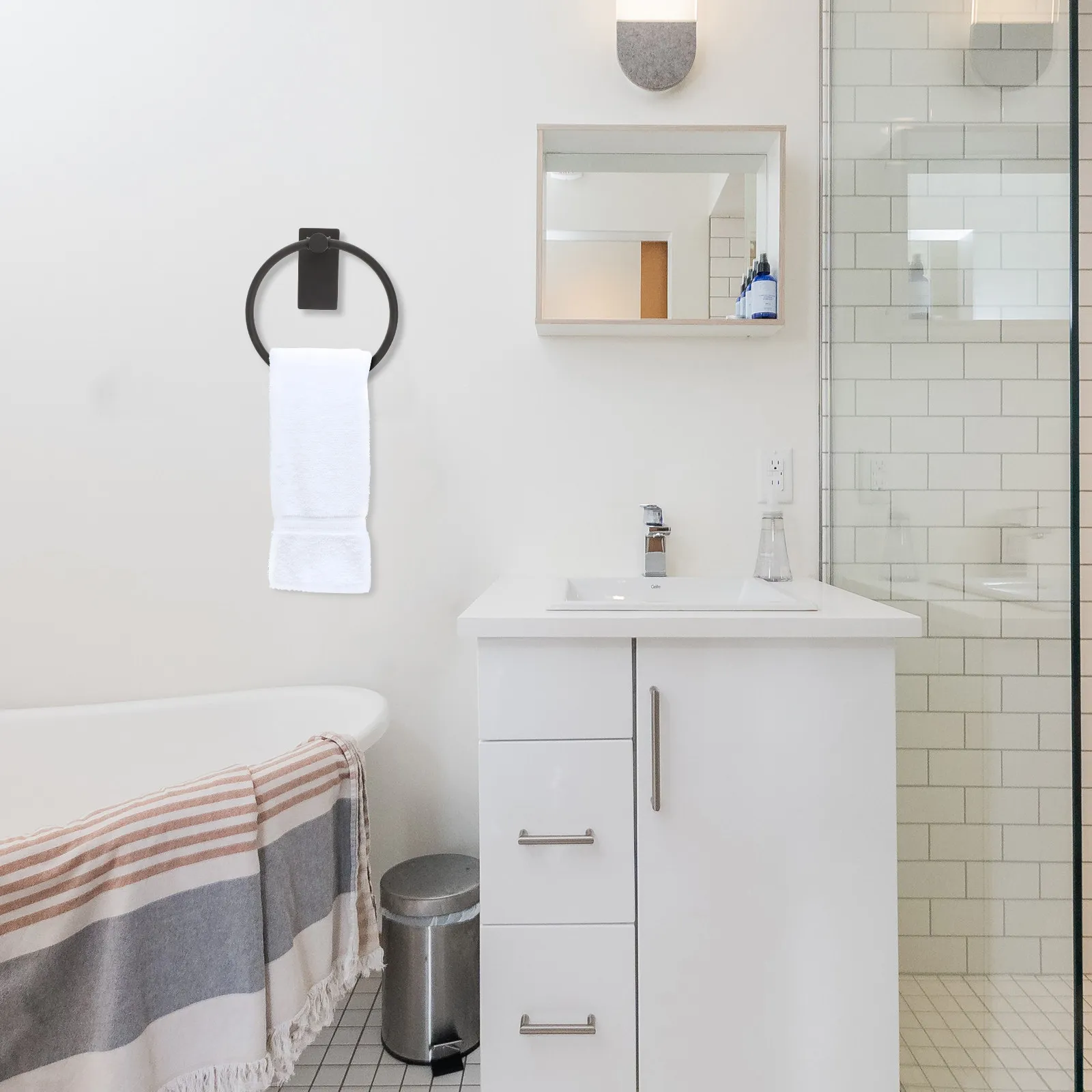 

Кольцо для полотенец для ванной и кухни, настенное, без сверления, из нержавеющей стали, простое в использовании, прочное, аксессуар для ванной комнаты