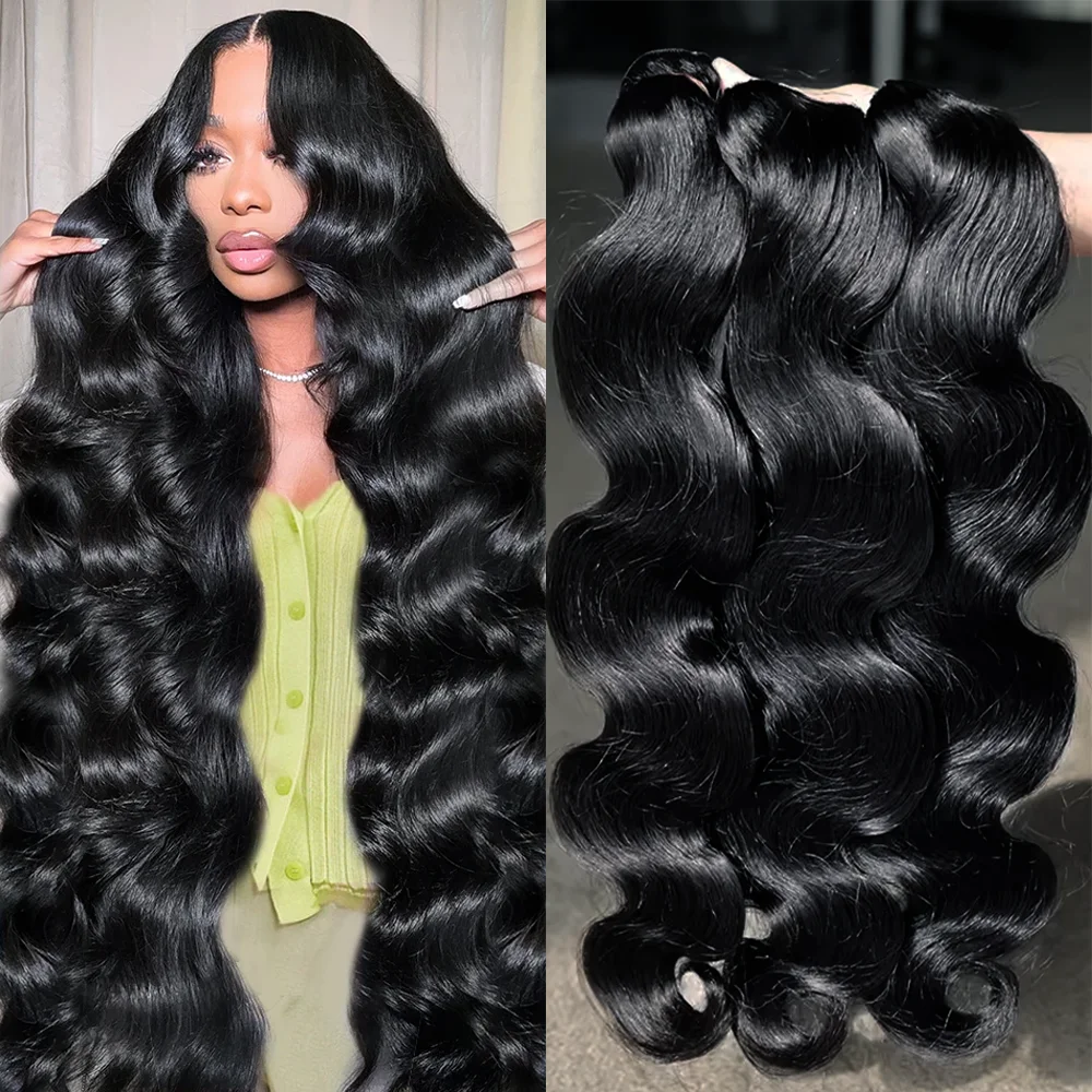 

1/3/4Pcs Body Wave Human Hair Bundles Natural Color 100% Human Hair 20 30 40 Inches Bundles losure with Weave Virgin Hair wigs
