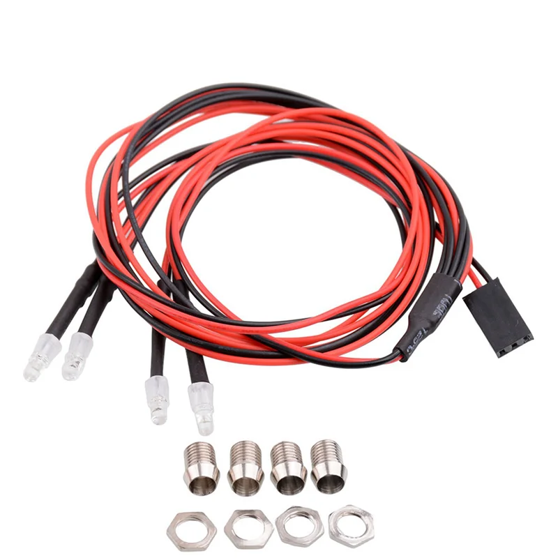 ABUM-2X 4 Kit luce LED 2 fari bianchi 2 rossi 3 mm per 1/24 RC Crawler Car Axial SCX24 90081 AXI00002 parti di aggiornamento