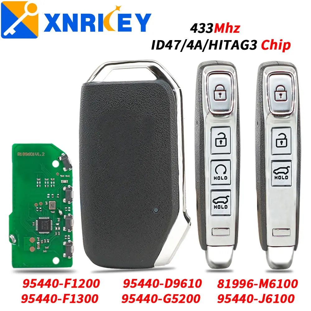 

XNRKEY Keyless Remote Smart Key 433Mhz ID47/4A/HITAG3 Chip 95440-D9610/F1300/F1200/J6100/G2500 81996-M6100 For KIA Sportage