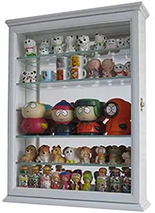 

Small Wall Curio Cabinet Shadow Box Display Case 18.5" H X 14.25" W X 3.5" D (Outside), Mirrored Back, CD06 (White) Box Cajonera