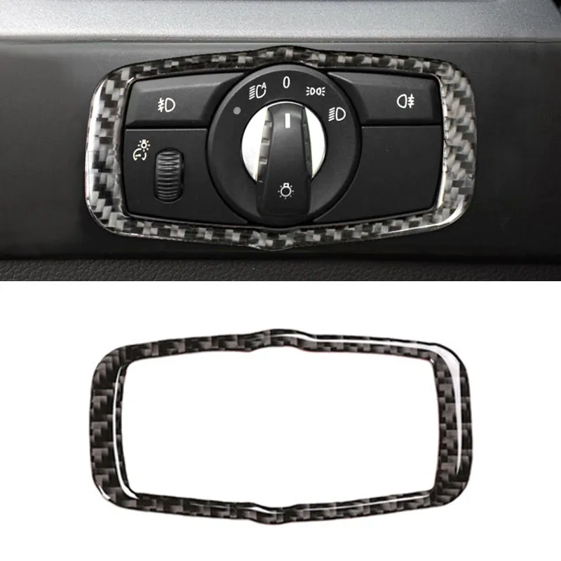 For BMW 5 Series E60 E61 2004 2005 2006 2007 2008 2009 2010 Carbon Fiber Car Interior Headlight Switch Frame Cover Trim