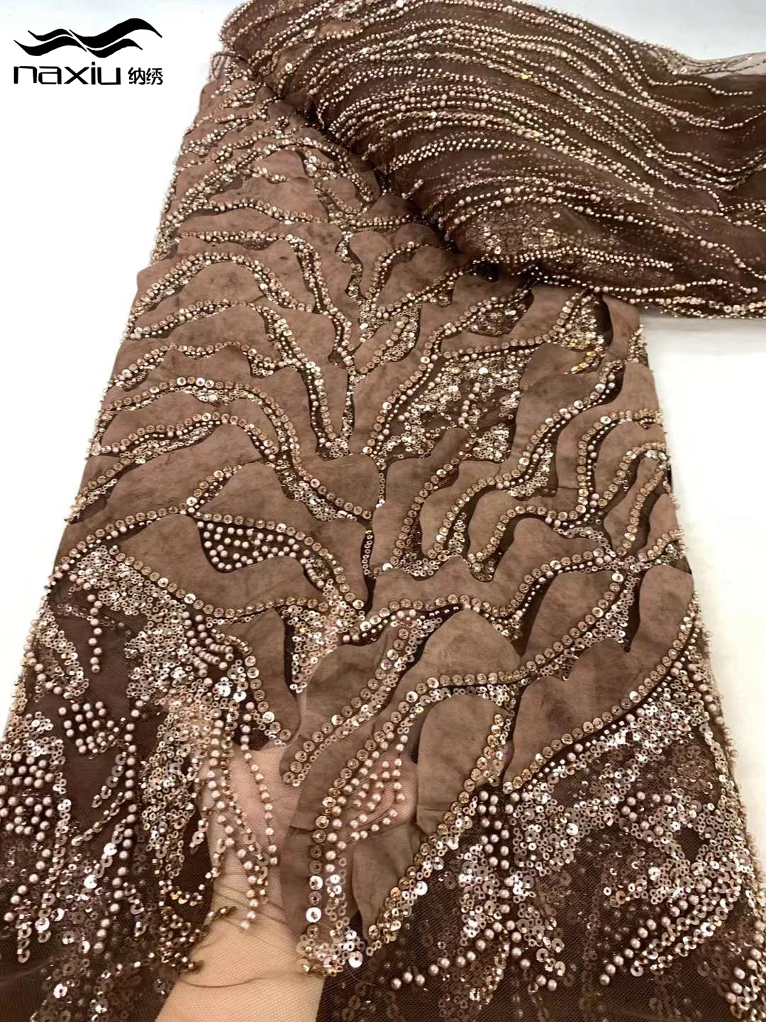 Madison Luxury 3D Lace Fabric French Tulle Lace Fabric With Sequins Groom Applique African Fabric For Wedding Dress Sewing