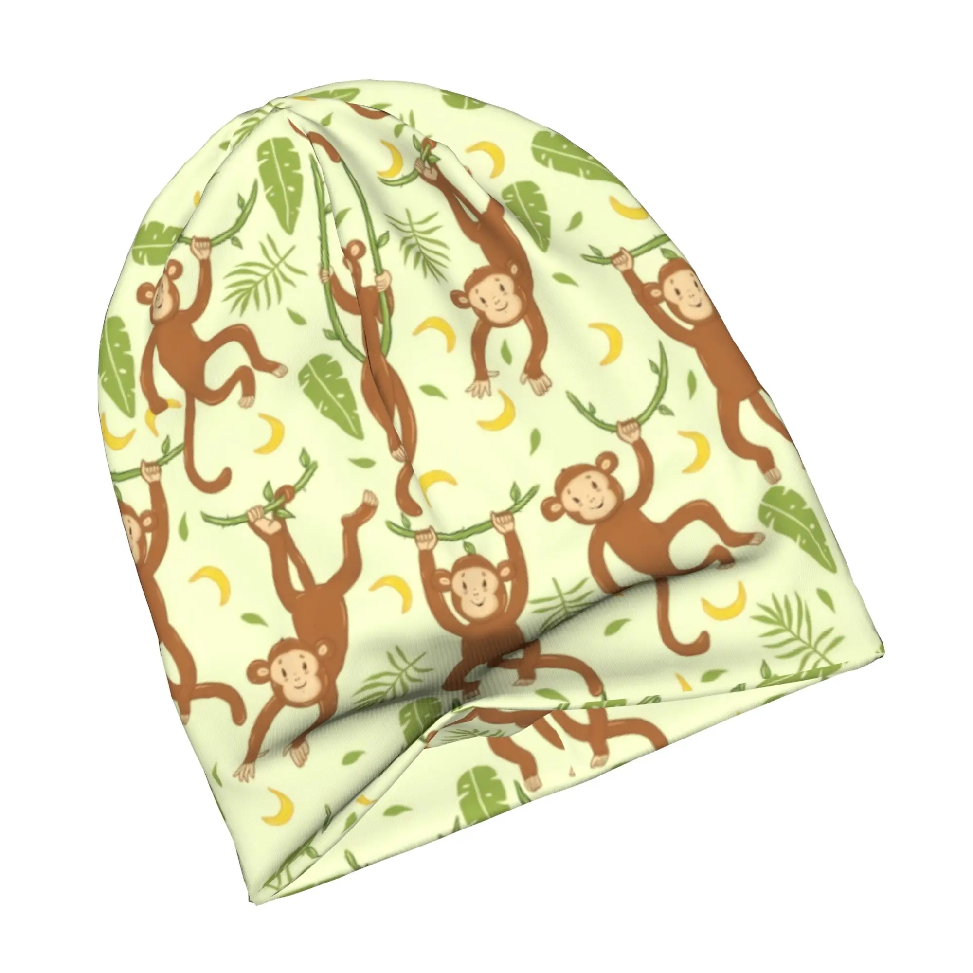 Colourful Monkey Printed  Skullies Beanies Caps Winter Warm Knitting Hat Women Men Cool Adult Lovely Bonnet Hats Outdoor Ski Cap