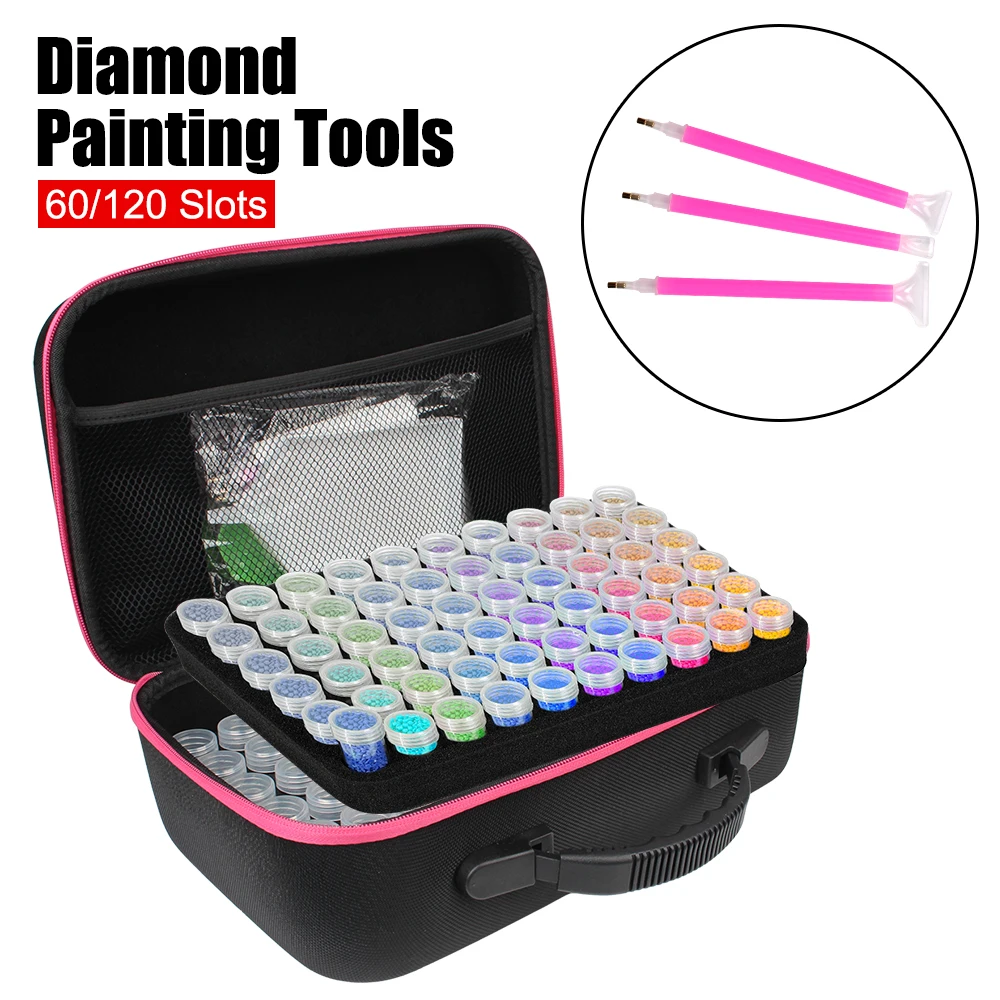 60/120 Slots Embroidery Tools Beads Carry Case Handbag Diamond Painting Tools Jewelry Storage Box Detachable