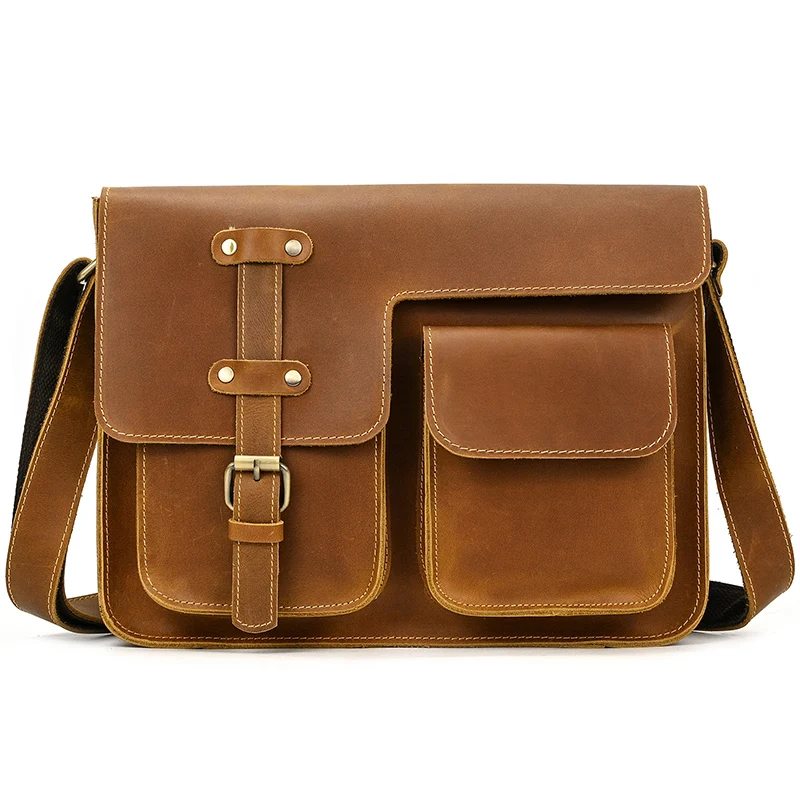 Vintage Mens Leather Messenger Bag Genuine Leather Shoulder Bag School Bag Men Bags crossbody bags luxury designer for men male