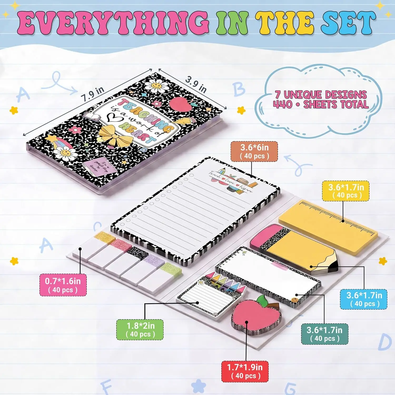 Teacher Series Sticky Note Set, Multiple Styles of Index Tabs and Message Notes Cross-Border E-Commerce Source  Stationery