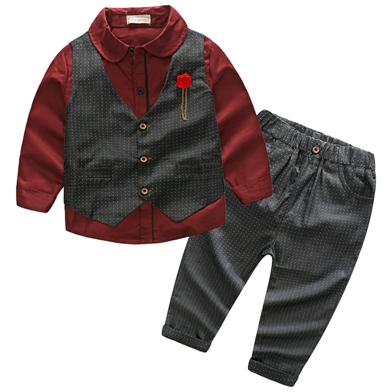 

Boy Formal Pants Sets 2025 Toddler Boys Long Sleeve T Shirt Tops Vest Coat Trouser Child Gentleman Outfits For Party Hot Clothes