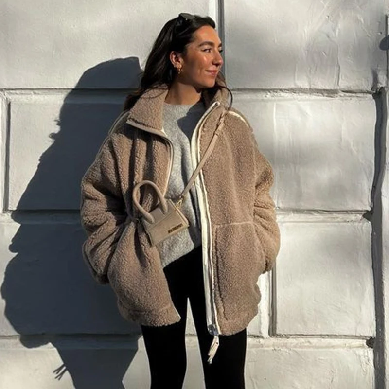 

Fit Cashmere-Style Jacket Autumn Winter Fashionable Casual Zipper Outdoor Coat Personalized