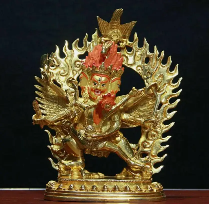 

21cm Bronze Gilt Vajra boddhisattva Hayagriva King Ma Tau Ming Buddha Statues