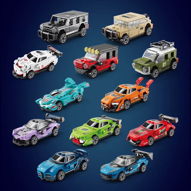 

1:64 Pullback гоночный автомобиль строительные блоки мелкие частицы собранный мини спортивный автомобиль внедорожник серии игрушки детский праздничный подарок