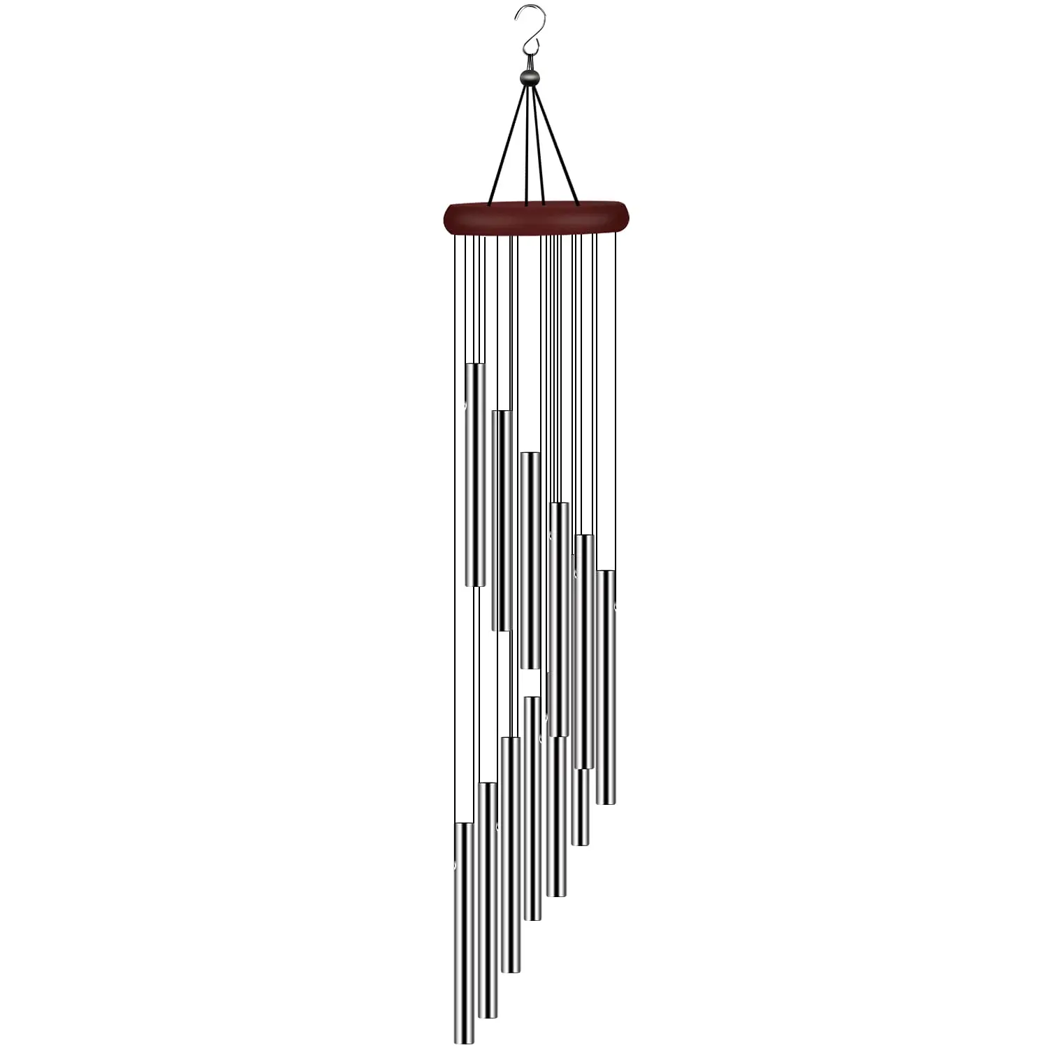 Memorial Wind Chimes Outdoor - 12 Aluminum Tubes with Hook for Garden, Patio, Home - Sympathy Gift in Gold/Silver (23in)