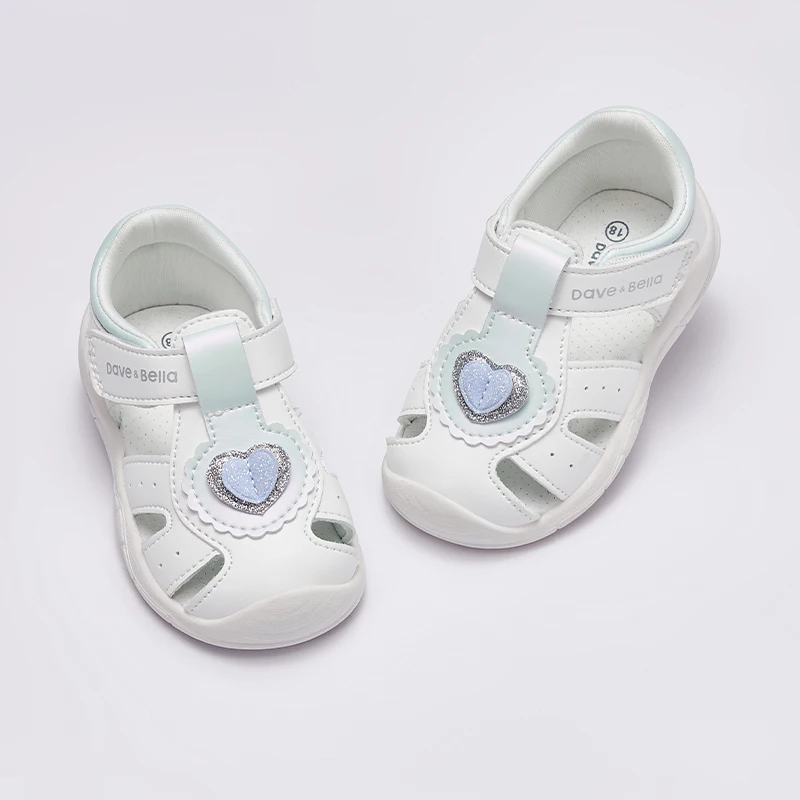 Dave Bella Baby Girl Boy Sandals 2024 Summer Leisure Comfortable Lightweight Rubber Sole White Sandals DB2241277