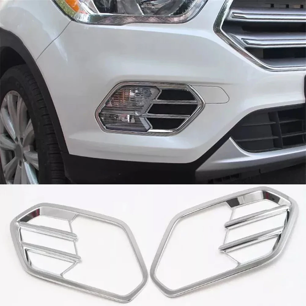 Improve Visibility in Foggy Weather with Chrome Front Fog Light Lamp Cover Trim for Ford Escape/For Kuga Stylish and Reliable