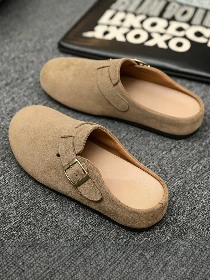 Men's Summer Driving Slip-On Mules Soft Bottom Half Slippers Breathable Synthetic Leather Upgraded Version Comfortable Sports...