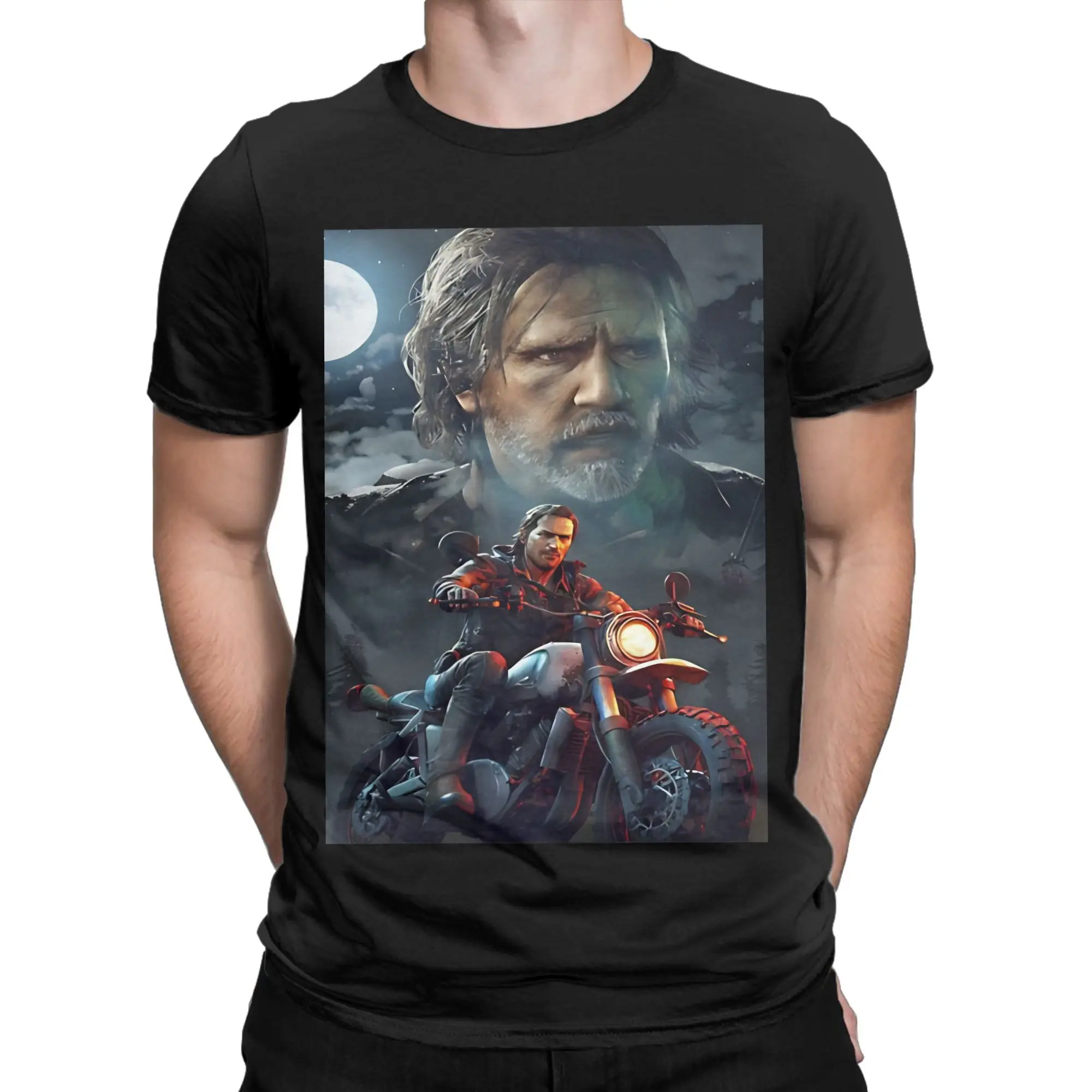 The Lone Biker Classic Graphic 100% Cotton T-Shirt Days Gone Tops Tees For Men