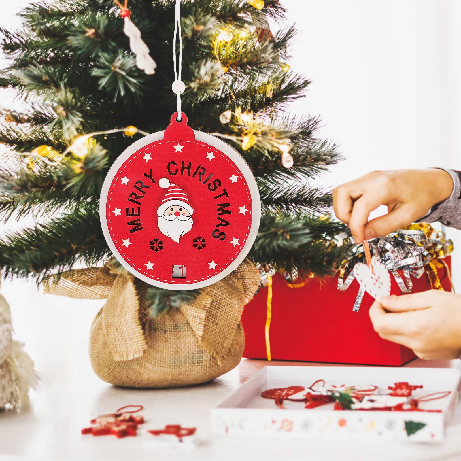 

Wood Christmas Tree Hanging Countdown Calendar Advent Calendar Xmas Party Pendant Hanging Decor Front Door Christmas Decoration