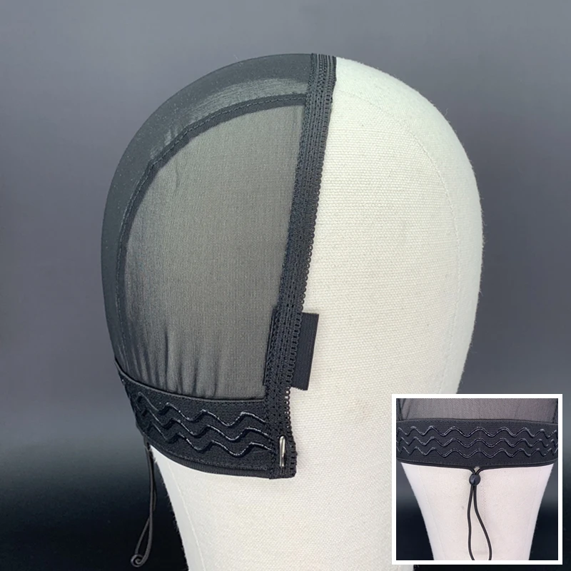 13x4 13x6 Front Lace Wig Cap Non-slip Silicone Strip Adjustable Drawstring Glueless Breathable Mesh Wig Net for DIY Wig Making