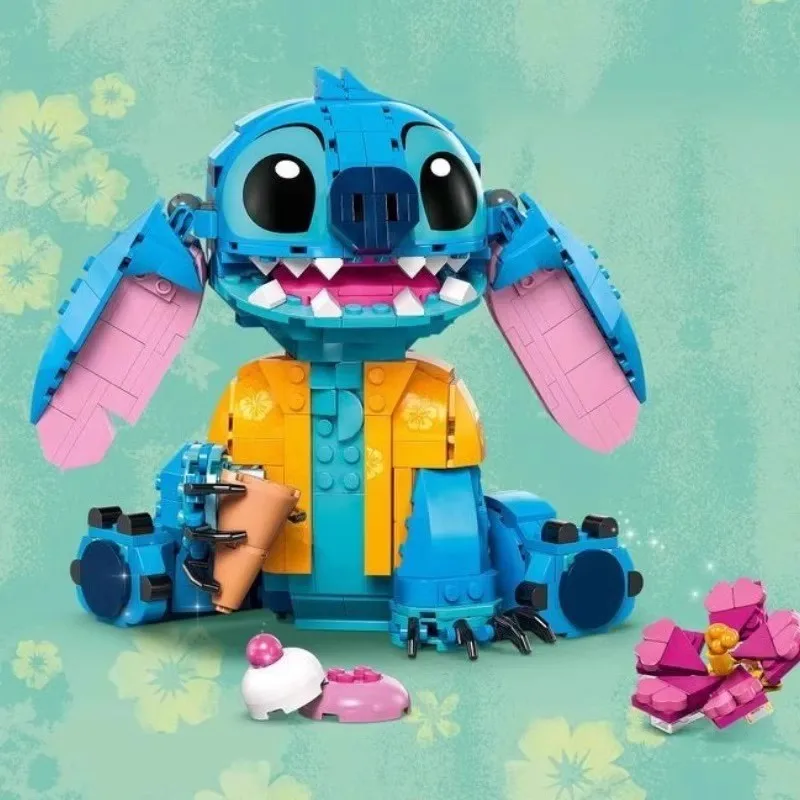 744 Uds. Stitch Compatible Kawaii nuevos bloques de construcción Stitch Girl Boy cumpleaños regalo de Navidad juguetes montaje decoración de dibujos animados juguete