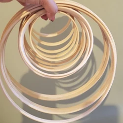 5pcs Wooden Bamboo Floral Hoop Set Bamboo Round Wreath Macrame DIY Craft Hoop Rings for Weddding home Wall Hanging decor