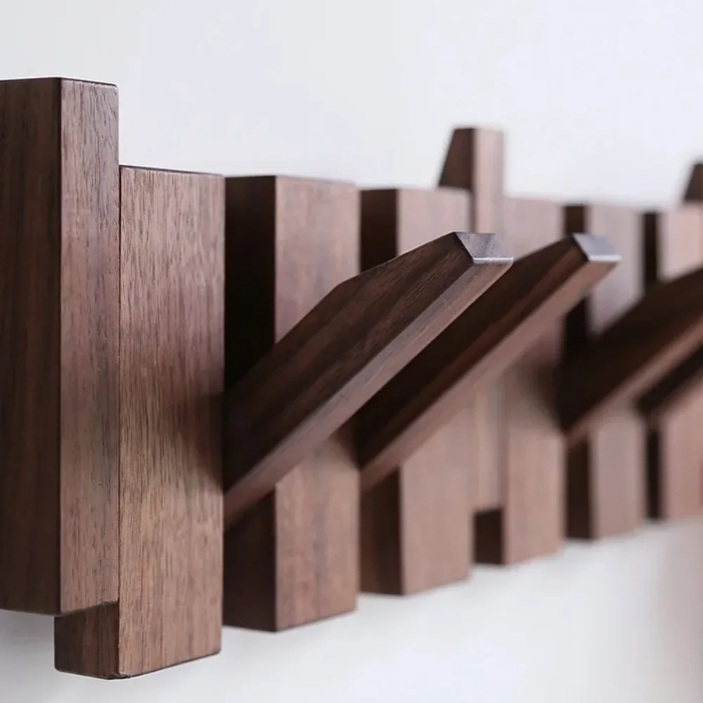 New Wall Mounted Wood Coat Racks with 8 Hooks Art Entry Door Porch Hanging Hook Piano Key Shaped Clothes Hook Home Decor