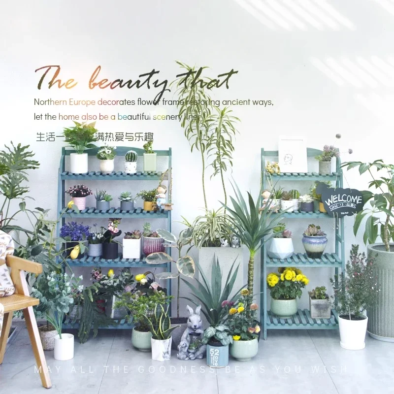 Succulent balcony flower stand multi-layer floor-to-ceiling, modern simple green plant rack