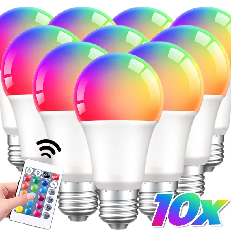 

16 Colors RGB Light Bulb E27 Multicolor Dimmable LED Bulbs 24 Key Remote Control Decor Lamp Atmosphere Lights Household Lighting