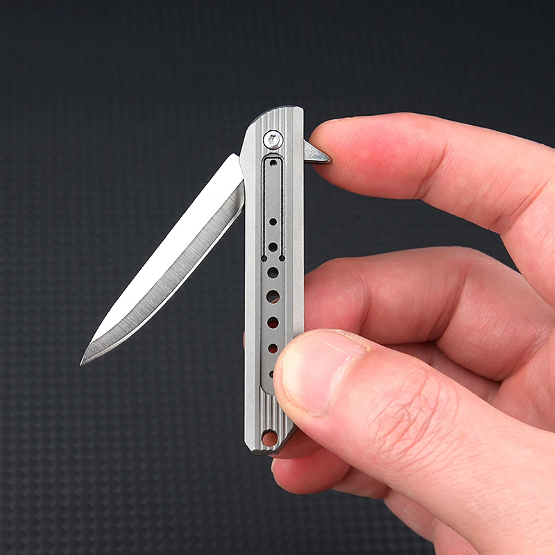 New Titanium Alloy Mini Sharp D2 Steel Folding Knife Portable Keychain Disassembly Express Delivery Unpacking and Self Defense