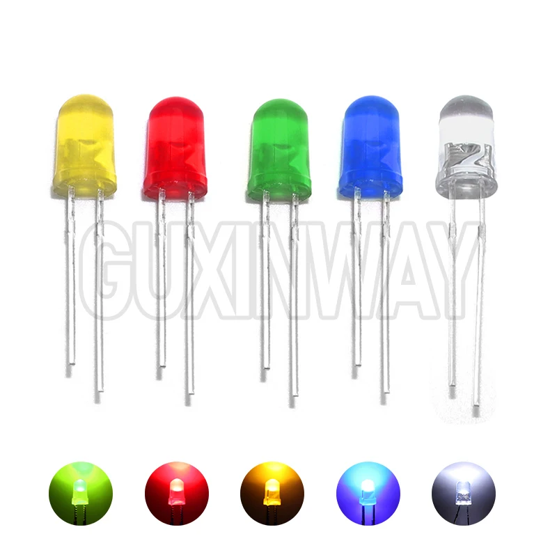 100pcs 3mm 5mm LED Light White Yellow Red Green Blue Assorted Kit DIY LEDs Set electronic diy kit