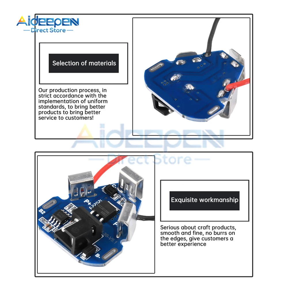 BMS 18650 Lithium Box Circuit Pack Caso Shell, Mão Poder Broca, Li-ion Bateria Proteção Board, 3S 12V DC Ferramenta Elétrica