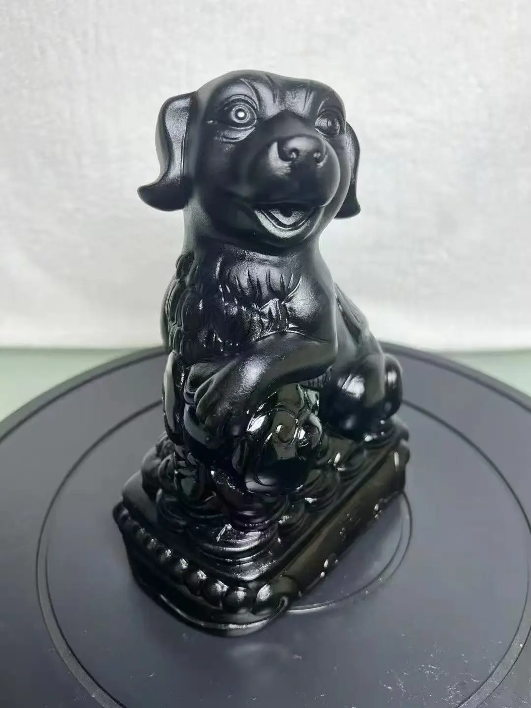 Natural Obsidian Crystal Hand-Carved Black Dog, With Healing Energy, Decorative Demagnetizing Gift, For Purification And Meditat