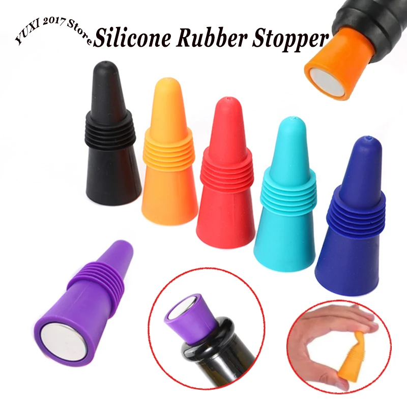 1-6PCS Silikon Wein und Getränke Flasche Kappe Set Auslaufsicher Champagner Flaschen Sealer Stopper Wein Kork schoner Stopper Wiederverwendbar