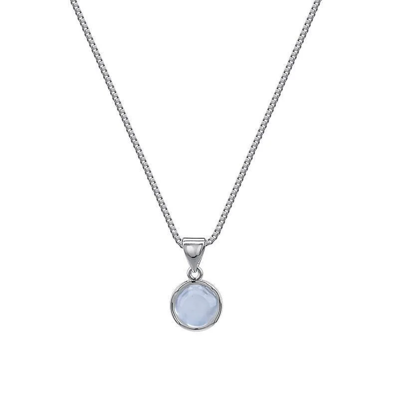 Yerik Mode Silber Farbe Weiß Runde Mondstein Anhänger Halsketten für Frauen Luxus Temperament Schlüsselbein Kette Halskette Schmuck – Detail 14