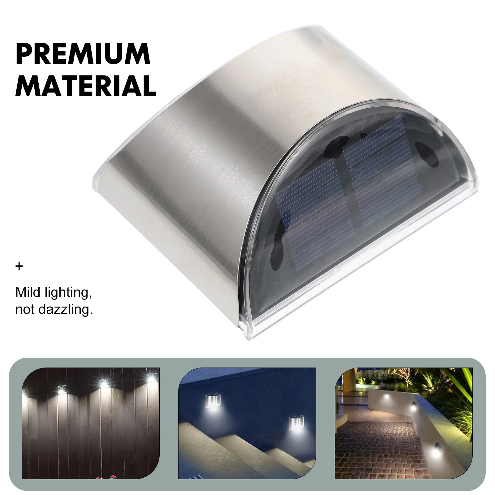 

4 Pcs Solar Power Lights for Outdoors Stainless Steel Wall Powered Household Waterproof Silver Backyard