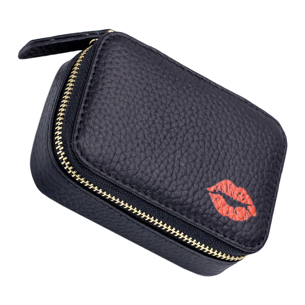 

Bag Travel Lipstick Small Mirror Carrying Wallet Cosmetics Makeup Pu Gloss Storage with Glosses